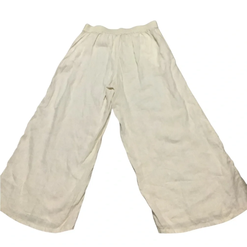Linen Cream Wide-Leg Pants - Picture 2 of 3